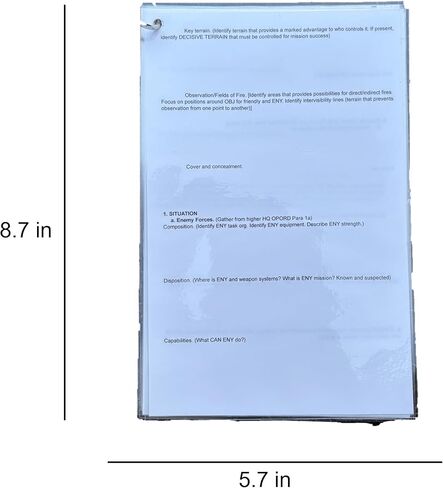 Waterproof Army Operations Order Shell | Laminated OPORD Template | for Platoon and Squad Leaders in Saudi Arabia