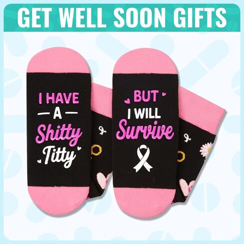 HAPPYPOP Breast Cancer Awareness Socks - Woman Cancer Gift Ideas for Survivors, Pink Chemo Socks in Saudi Arabia