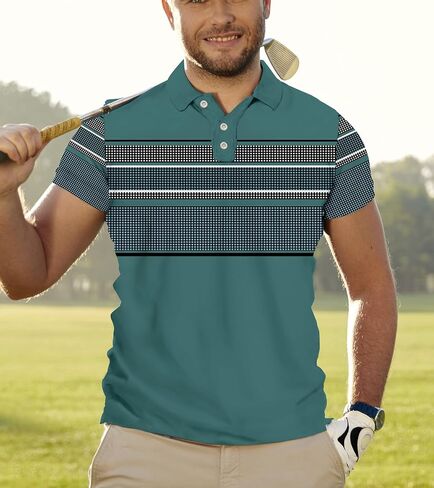 Short Sleeve Polo Shirts Men: Dri Fit Plaid Striped Graphic Print Golf Clothes in Saudi Arabia