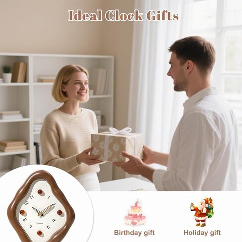 ساعة حائط JUSTUP، ساعة حائط حديثة مقاس 12 بوصة، ساعة المعين الإبداعية التي تعمل بالبطارية، ساعة صامتة غير موقوتة للمكتب، غرفة المعيشة، المنزل، ساعات أنيقة لديكور غرفة النوم (بني) in Kuwait
