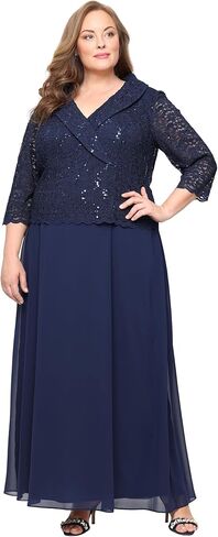 Alex Evenings Womens Plus-Size 3/4 Sleeve Portrait Collar Stretch Lace Bodice Mother of The Bride Dress in Saudi Arabia