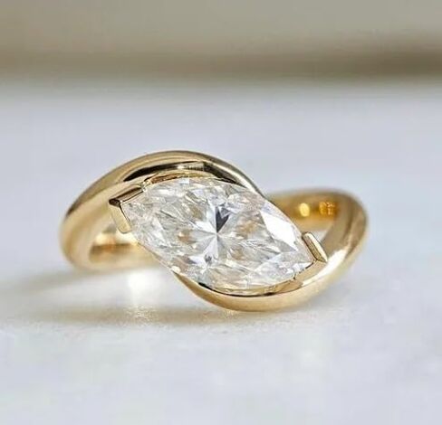 SAFI JEWELS 2 Ct Pear Cut Moissanite Diamond Engagement Ring,14 Kt Gold Plated,Wedding Ring For Women,Gift For her,Size 3-13. in Saudi Arabia
