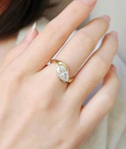 SAFI JEWELS 2 Ct Pear Cut Moissanite Diamond Engagement Ring,14 Kt Gold Plated,Wedding Ring For Women,Gift For her,Size 3-13. in Saudi Arabia