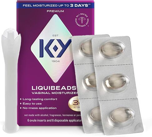K-Y Personal Lubricant, Liquibeads Vaginal Moisturizer, 6 Bead Inserts and 6 Applicators to Supplement a Woman's Natural Moisture for Comfort and Sex (Packaging May Vary) in Kuwait