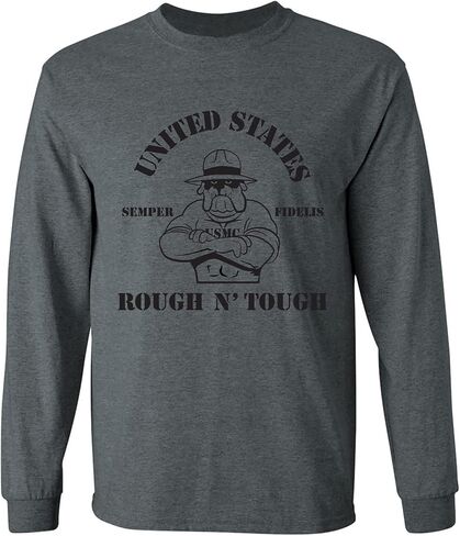 تي شيرت Zerogravitee USMC Bulldog Rough N 'Tough للبالغين بأكمام طويلة in Kuwait