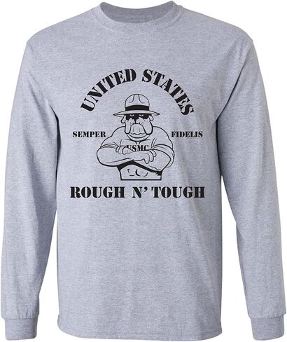 تي شيرت Zerogravitee USMC Bulldog Rough N 'Tough للبالغين بأكمام طويلة in Kuwait