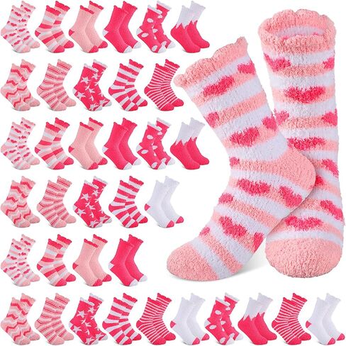 Hicarer 36 Pairs Thicker Warm Fuzzy Socks for Women Bulk Plush Slipper Socks Winter Adult in Saudi Arabia