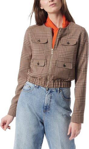 DEE OCLEPPO womens Lena Collarless Zip Front Crop Jacket Standard in Saudi Arabia