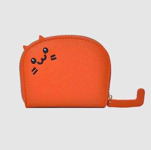 Pretty Fancy Jewels Cute Cat Small Wallet For Women– Small Zipper Pouch with Ears, Faux Leather Mini Card Holder Wallet (Orange) in Saudi Arabia