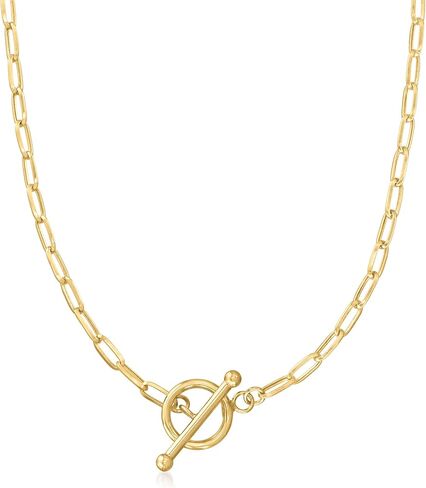 Ross-Simons 3mm 10kt Yellow Gold Paper Clip Link Toggle Necklace in Saudi Arabia