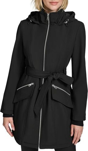 Andrew Marc womens Hooded All-weather Water-resistant Belted Soft Shell Jacket in Saudi Arabia