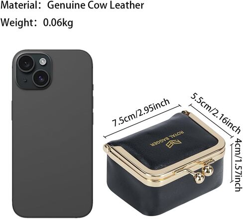 Royal Bagger Big Size, Genuine Leather Mini Jewelry Box, Ring & Necklace Storage, Retro Coin Purse with Kiss Lock for Women 4894 (Grey) in Saudi Arabia