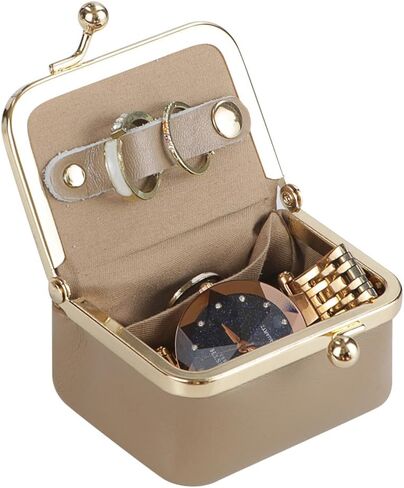 Royal Bagger Big Size, Genuine Leather Mini Jewelry Box, Ring & Necklace Storage, Retro Coin Purse with Kiss Lock for Women 4894 (Grey) in Saudi Arabia