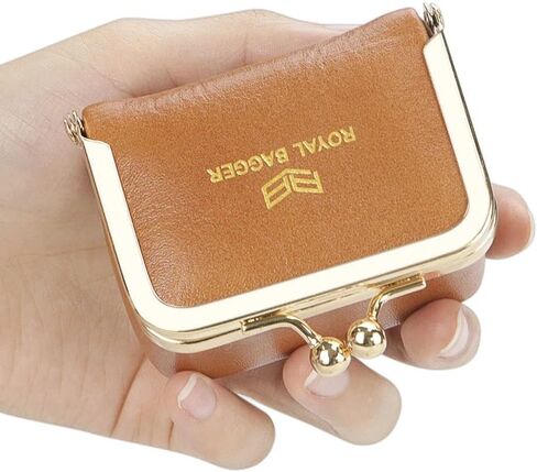 Royal Bagger Big Size, Genuine Leather Mini Jewelry Box, Ring & Necklace Storage, Retro Coin Purse with Kiss Lock for Women 4894 (Grey) in Saudi Arabia
