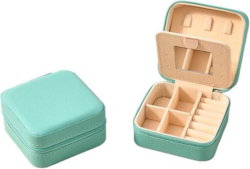 12 Pcs Travel Jewelry Case with a Small mirror, Bridesmaid Gift Boxes Bulk Travel Jewelry Case Small Jewels Organizer Mini Accessories Ornaments Storage for Women Girls Wedding Bridesmaids Gifts(Blue) in Saudi Arabia