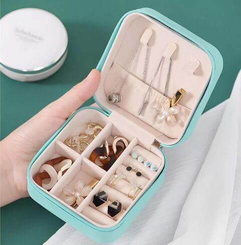 12 Pcs Travel Jewelry Case with a Small mirror, Bridesmaid Gift Boxes Bulk Travel Jewelry Case Small Jewels Organizer Mini Accessories Ornaments Storage for Women Girls Wedding Bridesmaids Gifts(Blue) in Saudi Arabia