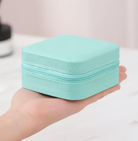 12 Pcs Travel Jewelry Case with a Small mirror, Bridesmaid Gift Boxes Bulk Travel Jewelry Case Small Jewels Organizer Mini Accessories Ornaments Storage for Women Girls Wedding Bridesmaids Gifts(Blue) in Saudi Arabia