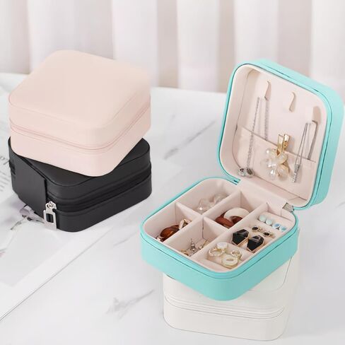 12 Pcs Travel Jewelry Case with a Small mirror, Bridesmaid Gift Boxes Bulk Travel Jewelry Case Small Jewels Organizer Mini Accessories Ornaments Storage for Women Girls Wedding Bridesmaids Gifts(Blue) in Saudi Arabia