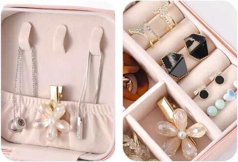 Travel Jewelry Case with a Small mirror,Portable Mini Jewelry Organizer Box, Small Jewelr-y Travel Organizer Box Trave-l Essentials Christmas Gift for Women Girl,3.9×3.9×2in (Purple) in Saudi Arabia