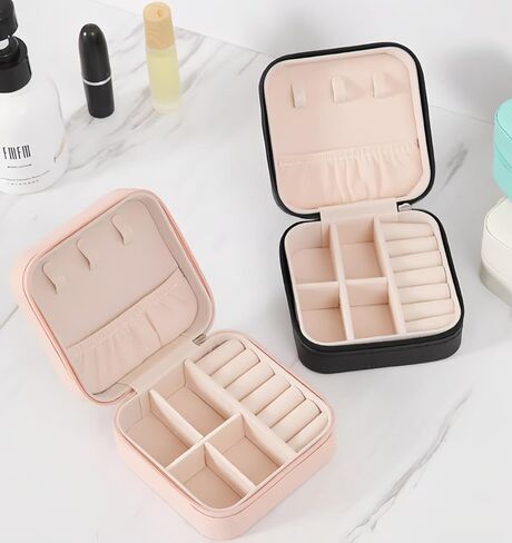 Travel Jewelry Case with a Small mirror,Portable Mini Jewelry Organizer Box, Small Jewelr-y Travel Organizer Box Trave-l Essentials Christmas Gift for Women Girl,3.9×3.9×2in (Purple) in Saudi Arabia