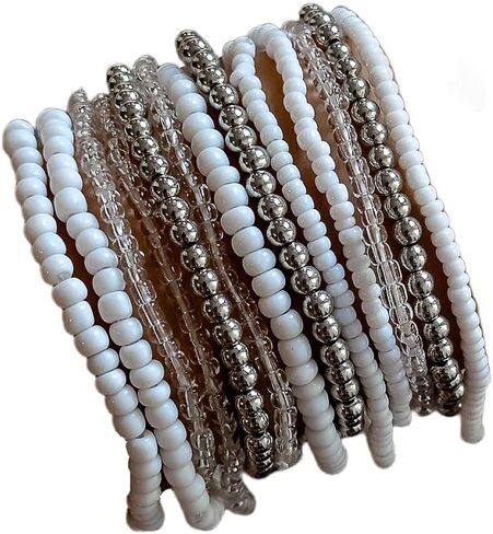 Pingyongchang Bohemian Stackable Bead Bracelets Set for Women Colorful Stretch Bangles Multilayered Boho Bracelet Holiday Beach Party Gift in Saudi Arabia