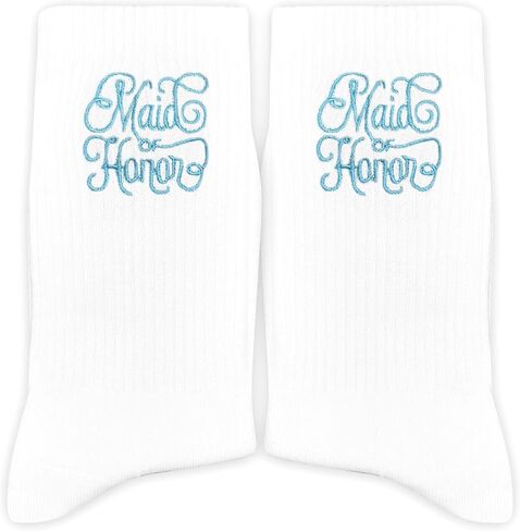 PSBGPC Maid of Honor Blue Embroidered Socks - Bridesmaid Gifts for Wedding, Engagement, Bachelorette, Bridal Party Keepsake.(045) in Kuwait