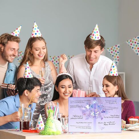 زينة عيد ميلاد أرجوانية من Jorvian، ديكور فراشة ثلاثي الأبعاد، كتاب ضيوف مميز بديل لعيد ميلاد سعيد ثلاثي الأبعاد، مستلزمات حفلات من الورق المقوى للتوقيع المثالي، هدية مثالية للفتيات والنساء in Saudi Arabia