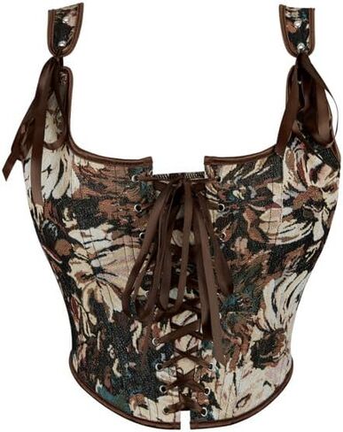 COSWE Bustier Corset Top for Women,Floral Vintage Corset Top, Renaissance Floral Lace Up Bodice in Saudi Arabia
