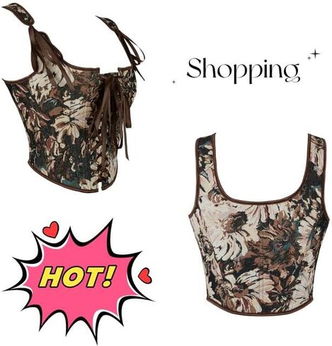 COSWE Bustier Corset Top for Women,Floral Vintage Corset Top, Renaissance Floral Lace Up Bodice in Saudi Arabia