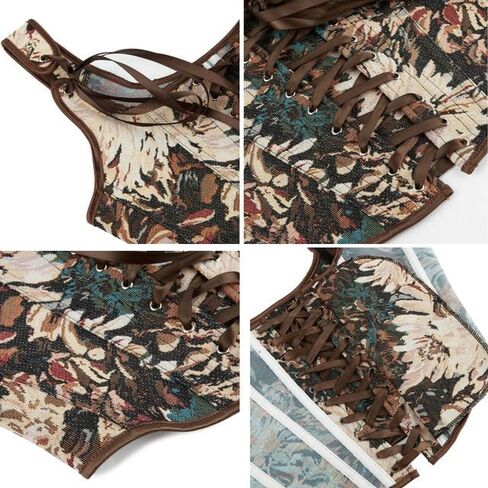 COSWE Bustier Corset Top for Women,Floral Vintage Corset Top, Renaissance Floral Lace Up Bodice in Saudi Arabia