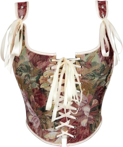 COSWE Bustier Corset Top for Women,Floral Vintage Corset Top, Renaissance Floral Lace Up Bodice in Saudi Arabia