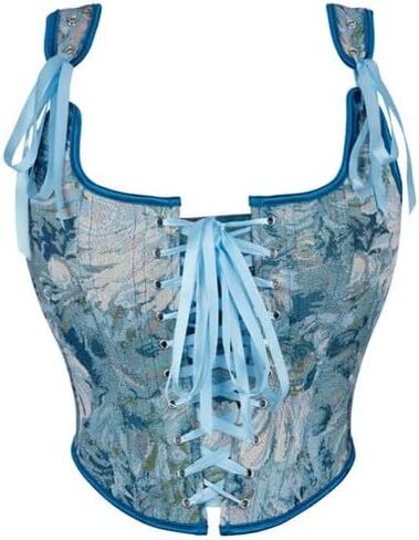 COSWE Bustier Corset Top for Women,Floral Vintage Corset Top, Renaissance Floral Lace Up Bodice in Saudi Arabia
