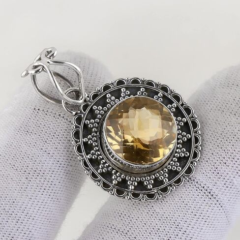 قلادة مصممة من الفضة الإسترلينية عيار 925 من Artisanjewels، حجر كريم طبيعي مقطوع، مجوهرات بوهو مصنوعة يدويًا للنساء، بلورات شفاء الويكا والريكي، هدية عيد الميلاد in Kuwait