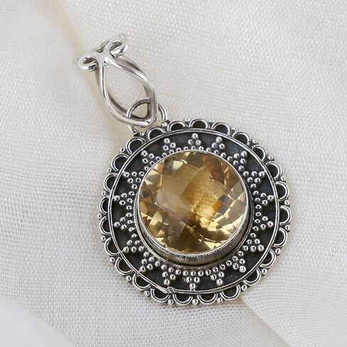 قلادة مصممة من الفضة الإسترلينية عيار 925 من Artisanjewels، حجر كريم طبيعي مقطوع، مجوهرات بوهو مصنوعة يدويًا للنساء، بلورات شفاء الويكا والريكي، هدية عيد الميلاد in Kuwait