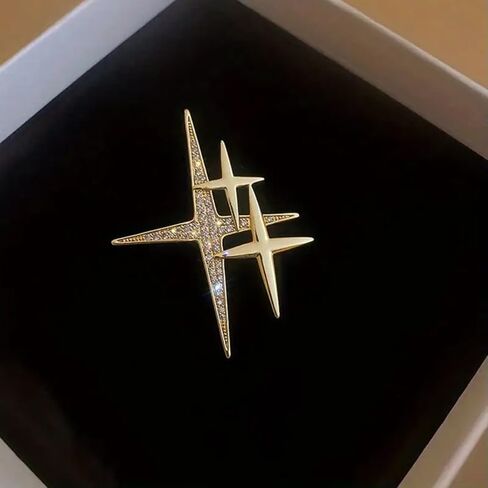 1pc Elegant Sparkling Alloy Star Brooch with Rhinestone Inlay Pin For Women Dress Clothing Accessories, Ideal for Birthday, Wedding, Mother'S Gift in Saudi Arabia