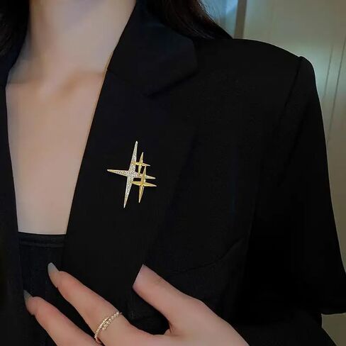 1pc Elegant Sparkling Alloy Star Brooch with Rhinestone Inlay Pin For Women Dress Clothing Accessories, Ideal for Birthday, Wedding, Mother'S Gift in Saudi Arabia