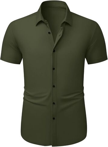 Dokotoo Men Mens Muscle Fit Casual Dress Shirts Short Sleeve Wrinkle-Free Button Down Shirt in Saudi Arabia