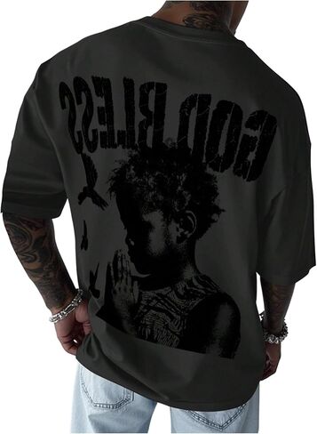 SOLY HUX Men's Graphic Tees Short Sleeve Figure Letter Print T Shirt Crew Neck Streetwear Summer Tops in Saudi Arabia