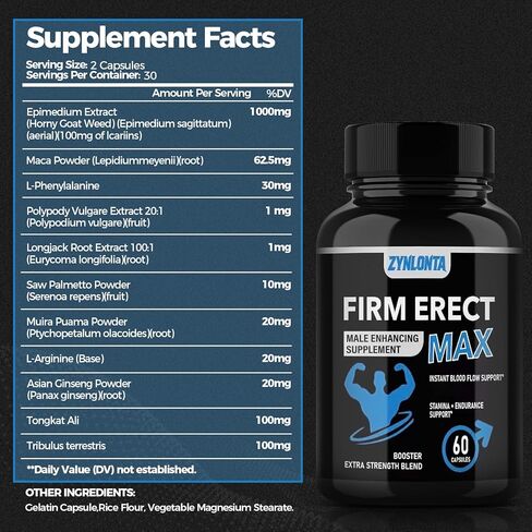 مكمل تعزيز الذكور من ZYNLONTA - مكمل متعدد الفيتامينات لتكبير الحجم وزيادة الحجم والمحيط وتدفق الدم - الحفاظ على القيادة والحيوية والقدرة على التحمل - 60 كبسولة in Kuwait