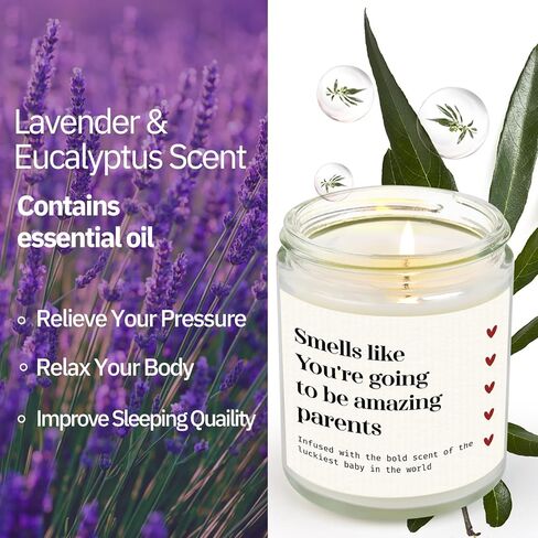 SteadStyle New Parents Gifts for Couples, Soy Wax Lavender Scented Candle - Gender Reveal Gifts for Parents to Be (7oz) in Saudi Arabia
