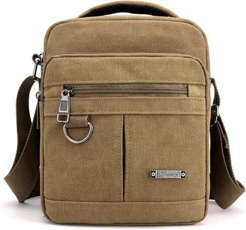 Mens Crossbody Bag Canvas Messenger Bag for Men, Vintage Shoulder Bag Multiple Pockets with Adjustable Strap and Handle in Saudi Arabia