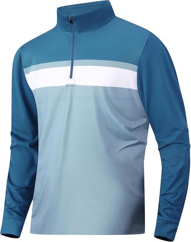 Damipow Mens Quarter Zip Pullover Golf Shirts Long Sleeve Zipper Sweatshirt Dry Fit Polo Outdoor Running Shirts for Men in Saudi Arabia