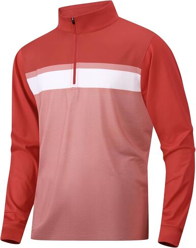 Damipow Mens Quarter Zip Pullover Golf Shirts Long Sleeve Zipper Sweatshirt Dry Fit Polo Outdoor Running Shirts for Men in Saudi Arabia