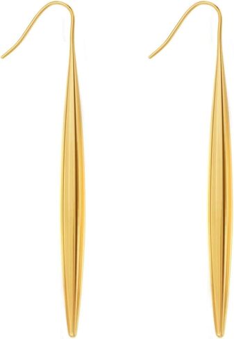 Long Bar Dangle Earrings for Women - 14K Gold Plated Silver Hypoallergenic Stainless Steel Drop Earring Minimalist Fishhook Jewelry Gifts for Birthday Anniversary in Saudi Arabia