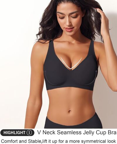 HI-BRA حمالات الصدر للنساء سلسلة كأس هلام حجم كبير دفع ما يصل الصدرية مثير عميق الخامس دون Underwire الصدرية SV01 in Kuwait