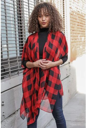 Premium Cover Up Buffalo Plaid Long Kimono Cardigan for Women in Saudi Arabia