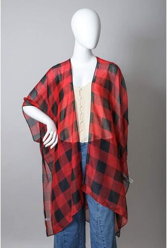 Premium Cover Up Buffalo Plaid Long Kimono Cardigan for Women in Saudi Arabia