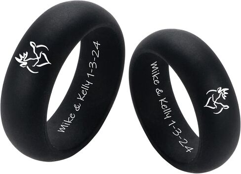 2 Pack-Her King His Queen/Pinky Promise/Sun & Moon Couple Rings Set 8mm Breathable Silicone Rubber Dome Comfort Fit Wedding Band Promise Engagement Rings,Size 6-12 in Saudi Arabia