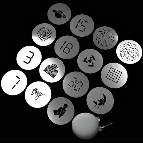 15Pcs Round Gobos Kit for Optical Snoot,66mm/2.6in Metal Plate Patterns for Spotlight Attachment Compatible with Godox BFP/MLP/OT1/OT1 Pro/II/Westcott Optical Spot/Aputure SE,for Portraits/Product in Kuwait