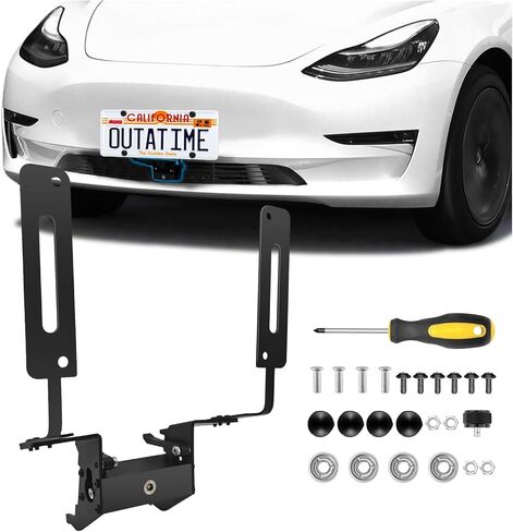 Front License Plate Holder for Tesla Model 3 2024 Highland Refresh, Lockable License Plate Mount Kit with Anti-Theft Features, Aluminum License Plate Frame for Model 3 Accessories in Kuwait